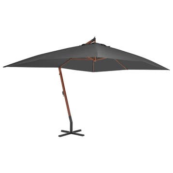 vidaXL Zweefparasol met houten paal 400x300 cm, Verzenden, Nieuw, Meer dan 4 meter, Zweefparasol