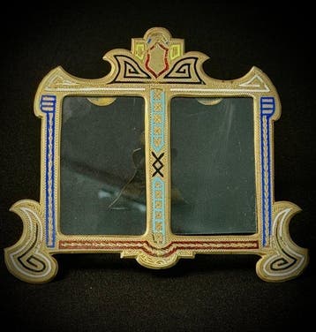 Fotolijst - Bronzeblech - Cloisonne - Glas - Messing -