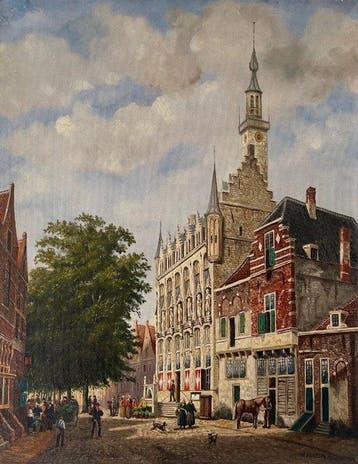 W Aberson (1885-1984) - Stadhuis van Veere naar FJ Boulanger, Antiek en Kunst, Kunst | Schilderijen | Klassiek