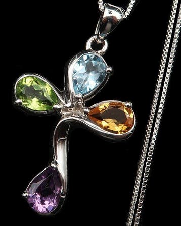 Olivijn - Zilver, Prachtig kruis - Ketting - Zilver 925 -, Antiek en Kunst