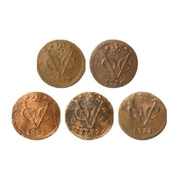 VOC - Holland. 1/2 V.O.C. Duiten 1749, 1750, 1751, 1752 &