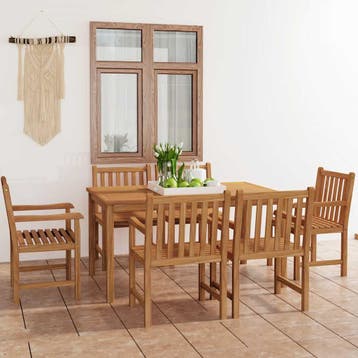 vidaXL 7-delige tuinset 150x90 cm massief teakhout, Verzenden, Nieuw, Hout, Tuinset