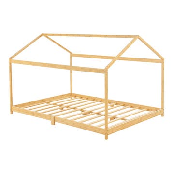 [en.casa] Kinderbed Vindafjord huisbed bamboe houtkleurig 12, Kinderen en Baby's, Verzenden, Nieuw