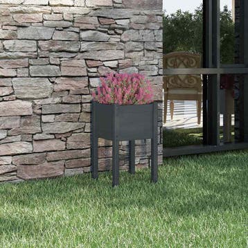 vidaXL Plantenbak 40x40x70 cm massief grenenhout grijs, Tuin en Terras, Bloembakken en Plantenbakken, Verzenden, Minder dan 60 cm