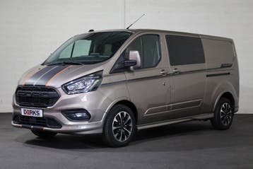 Ford Transit Custom 2.0 TDci 170pk L2 H1 Sport DC, Gebruikt, Bruin, Leder en Stof, Ford