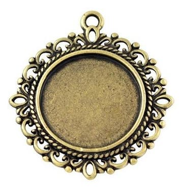 Camée of Cabochon houder 34 x 30 x 2,5mm tray Ø20mm geel.., Ophalen of Verzenden, Nieuw, Kraal