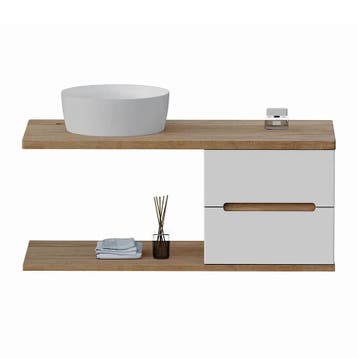 Badkamermeubel Mio 120cm eiken met hoogglanswit ladefront en, Verzenden, Nieuw