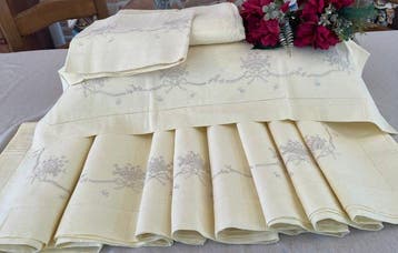 ricami fatti a mano - Laken (4) - 283 cm - 236 cm - Laken