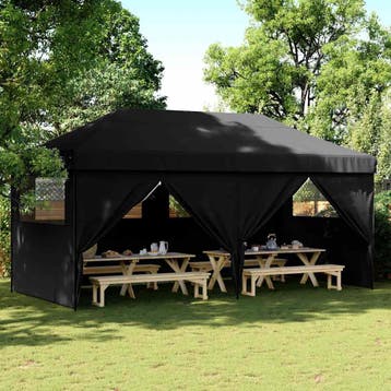 vidaXL Partytent inklapbaar pop-up met 4 zijwanden zwart, Verzenden, Nieuw, Partytent