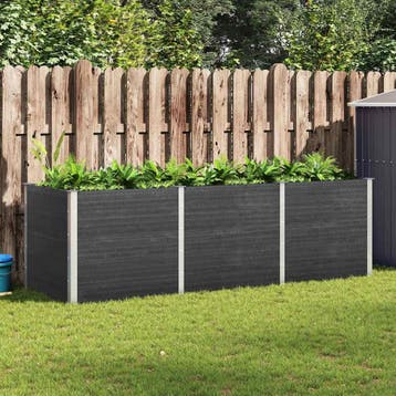 vidaXL Plantenbak verhoogd 300x100x91 cm HKC grijs, Tuin en Terras, Bloembakken en Plantenbakken, 100 cm of meer, Verzenden, Nieuw