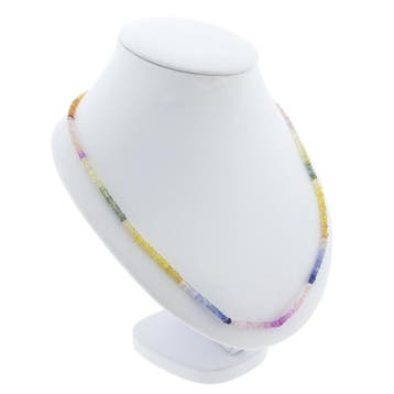 9 karaat multigekleurde saffier kralenketting, Gebruikt, Geel, Ophalen of Verzenden, Met edelsteen