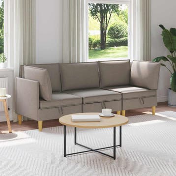 vidaXL Modulaire Sofa Set met Opslag 3 pcs Taupe Stof, Huis en Inrichting, Verzenden, Nieuw