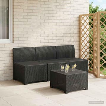 vidaXL 3-zits Tuinbank in Rattan Look PP Antraciet, Verzenden, Nieuw