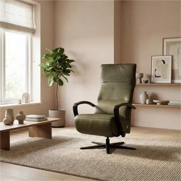 Leren relaxfauteuil Matrix - Massif Olive (olijf/groen) -, Huis en Inrichting, Fauteuils, Nieuw, Ophalen of Verzenden, 50 tot 75 cm