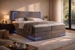 Boxspring Detroit 180x200 met opbergruimte en LED-nieuw, Verzenden, 180 cm, 200 cm, Nieuw