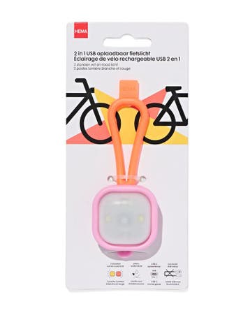 HEMA USB fietslampje voor- en achter roze, Verzenden, Nieuw