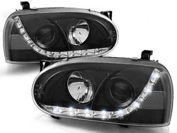 Koplampen VW Golf III 92-97 Devil Eyes real DRL LED Zwart, Ophalen of Verzenden, Nieuw