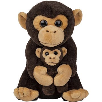 Chimpansee knuffel - pluche mama met kind - 22 cm, Verzenden, Nieuw