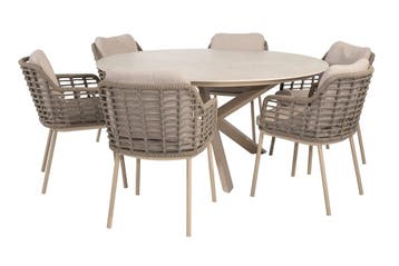 Taste Puglia/Prado 6-persoons ronde dining tuinset Ø160 cm., Verzenden, Nieuw, Rvs, Tuinset