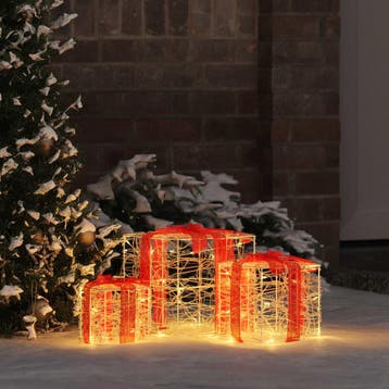 vidaXL Cadeau Doos 3 st 60 LEDs Warmwit 20 x 20 x 20 cm, Diversen, Kerst, Verzenden, Nieuw