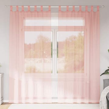 vidaXL Gordijnen voile met roedezakken 2 st roze, Verzenden, Nieuw, Roze