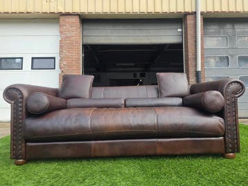 Bank BAXTER Alfred P bankstel 240cm  buffel leer sofa, Design, Zo goed als nieuw, Rechte bank, Leer