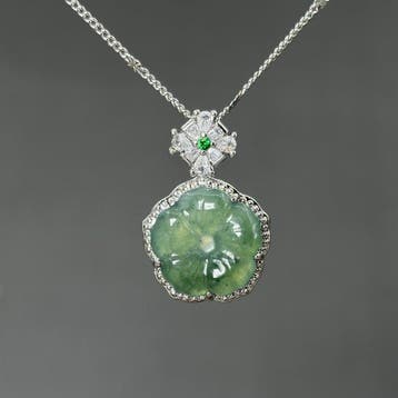 Snijwerk, Natural Jade Pendant - 26 mm - Gecertificeerde
