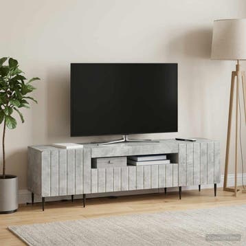 vidaXL LED tv-meubel ZWOLLE 153 x 35 x 43 cm Betongrijs, Minder dan 50 cm, Verzenden, Nieuw, Minder dan 100 cm