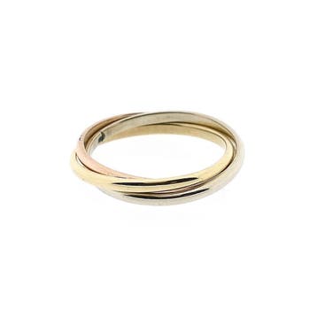 Tricolor gouden ring; 14 karaat; ringmaat 15, Gebruikt, Ophalen of Verzenden, Kleiner dan 17, Dame