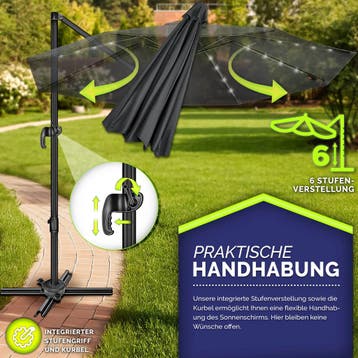 Zweefparasol - Tuinparasol - Parasol 300 cm - Met voet - Met, Tuin en Terras, Parasols, Verzenden, Zo goed als nieuw