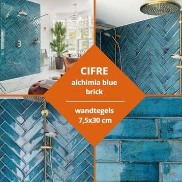 Visgraat handvormtegels 7,5x30 Cifre alchimia blue kopen?, Verzenden, Nieuw, Minder dan 20 cm, 20 tot 40 cm