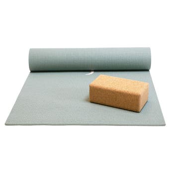 Basispakket yogamat en blok - moon asgroen, Sport en Fitness, Verzenden, Nieuw