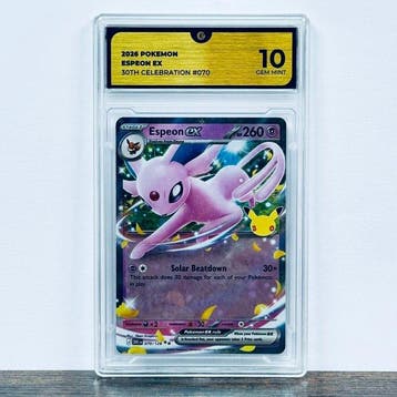 Pokémon Graded card - Espeon ex 070- 30th Anniversary –, Hobby en Vrije tijd, Nieuw
