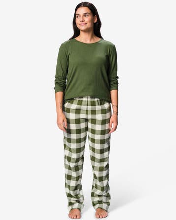 HEMA Damespyjama rib ruiten groen, Verzenden, Groen