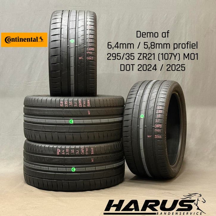 295/35/21 107Y Continental zomerbanden 6,4/5,8mm profiel 4X, Auto-onderdelen, Banden en Velgen, 21 inch, Erkend duurzaam, Zomerbanden