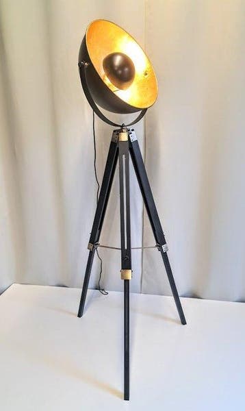 Uplighter vloerlamp - In hoogte verstelbaar - metaal, hout