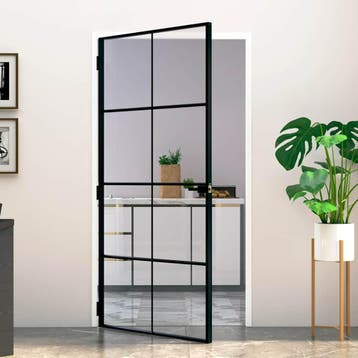 vidaXL Binnendeur 102x201,5 cm gehard glas en aluminium smal, Verzenden, Nieuw