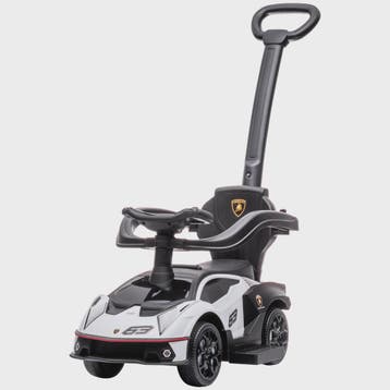 3-in-1 Kinder Loopauto met Duwstang, Stuur en Claxon - Wit, Verzenden, Nieuw