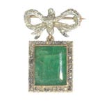 Broche - 18 karaat Geel goud, Zilver - 4.00ct. tw. Smaragd -
