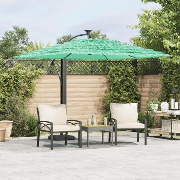 vidaXL Parasol met stalen paal 246x246x230 cm groen, Verzenden, Nieuw, 2 tot 3 meter