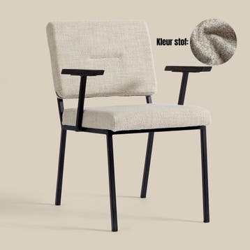 *WOONWINKEL* PEPP Interiors Soho Beige Eetkamerstoel Met Arm, Verzenden, Nieuw, Stof