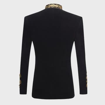 Luxe Zwarte Velvet Blazer met Gouden Borduursels - Heren Fee, Verzenden, Nieuw