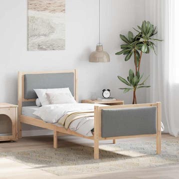 vidaXL Bedframe met hoofdeinde Lichtgrijs 75 x 190 cm Stof, Eenpersoons, Bruin, Verzenden, Nieuw