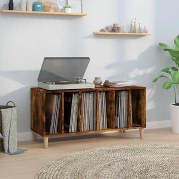 vidaXL Platenkast 100x38x48 cm bewerkt hout gerookt, Verzenden, Nieuw