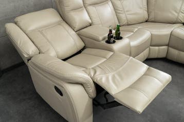 Cinema fauteuil HOLLYWOOD 5-zits kunstleer beige - 47589, Ophalen of Verzenden, Nieuw