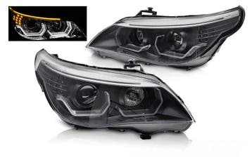 3D LED Angel Eyes koplampen Black geschikt voor BMW E60 E61, Verzenden, Nieuw, Universele onderdelen