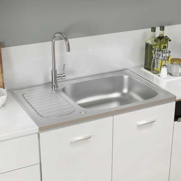 vidaXL Gootsteen met afvoerset 800x500x155 mm roestvrij, Verzenden, Nieuw
