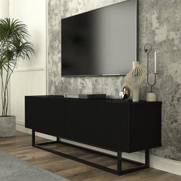 Tv-meubel Verpsboga kort frame 135x32x47 cm zwart [en.casa], Verzenden, Nieuw