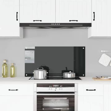 vidaXL Spatscherm keuken 100x50 cm gehard glas zwart, Verzenden, Nieuw