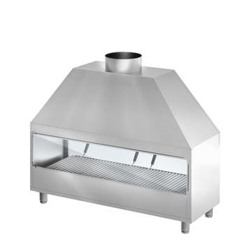 GGM Gastro | Houtskoolgrill - 1500mm - met glas - RVS |, Verzenden, Nieuw, Effen